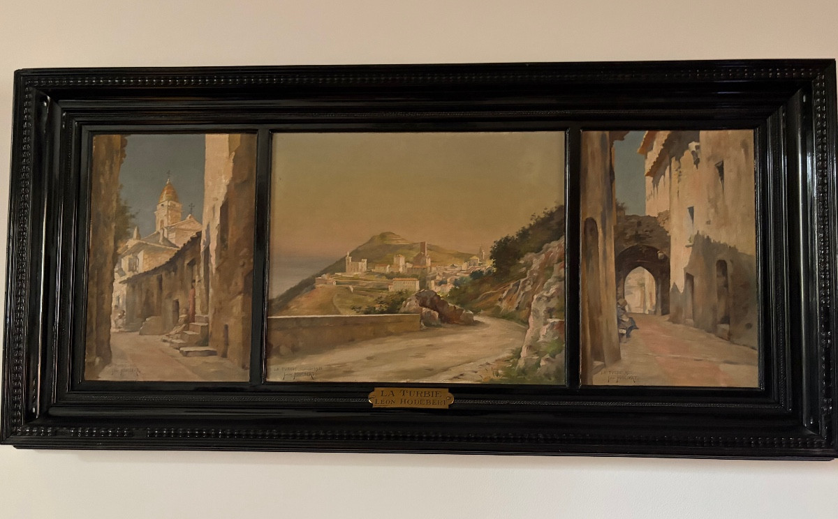 Triptych "la Turbie" By Léon Hodebert