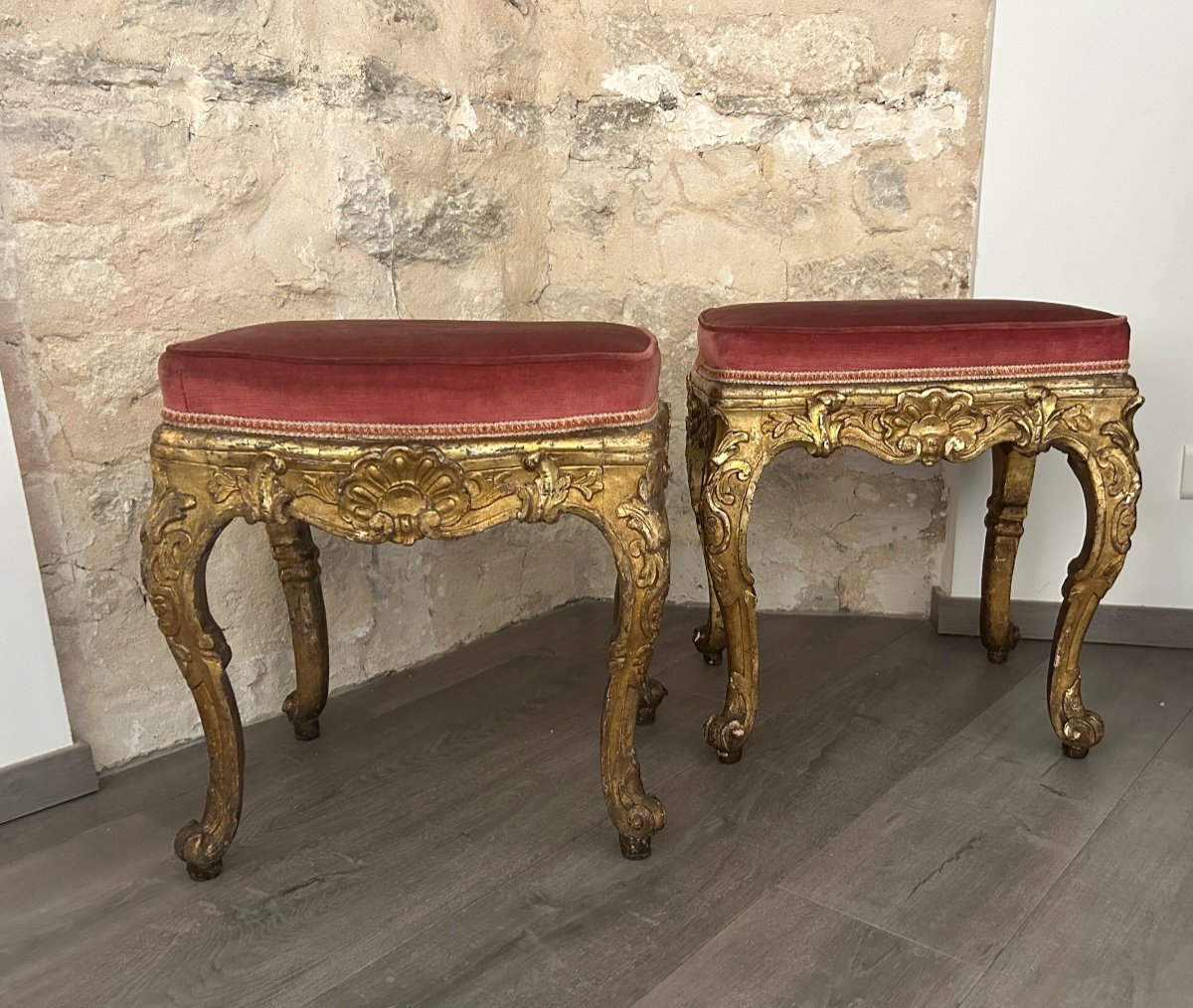Paire de Tabourets  18ème siècle - Italie
