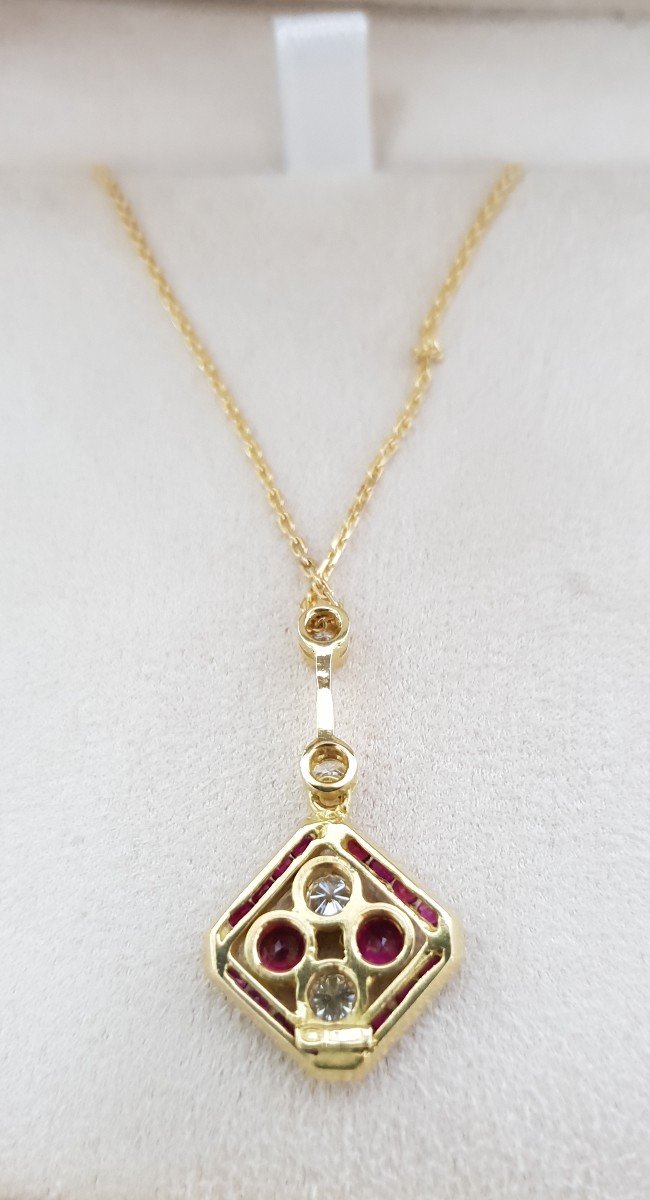 Pretty Ruby And Diamond Yellow Gold Pendant-photo-4