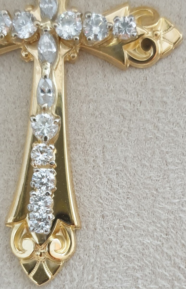 Croix Années 50 Or Jaune Diamants-photo-4