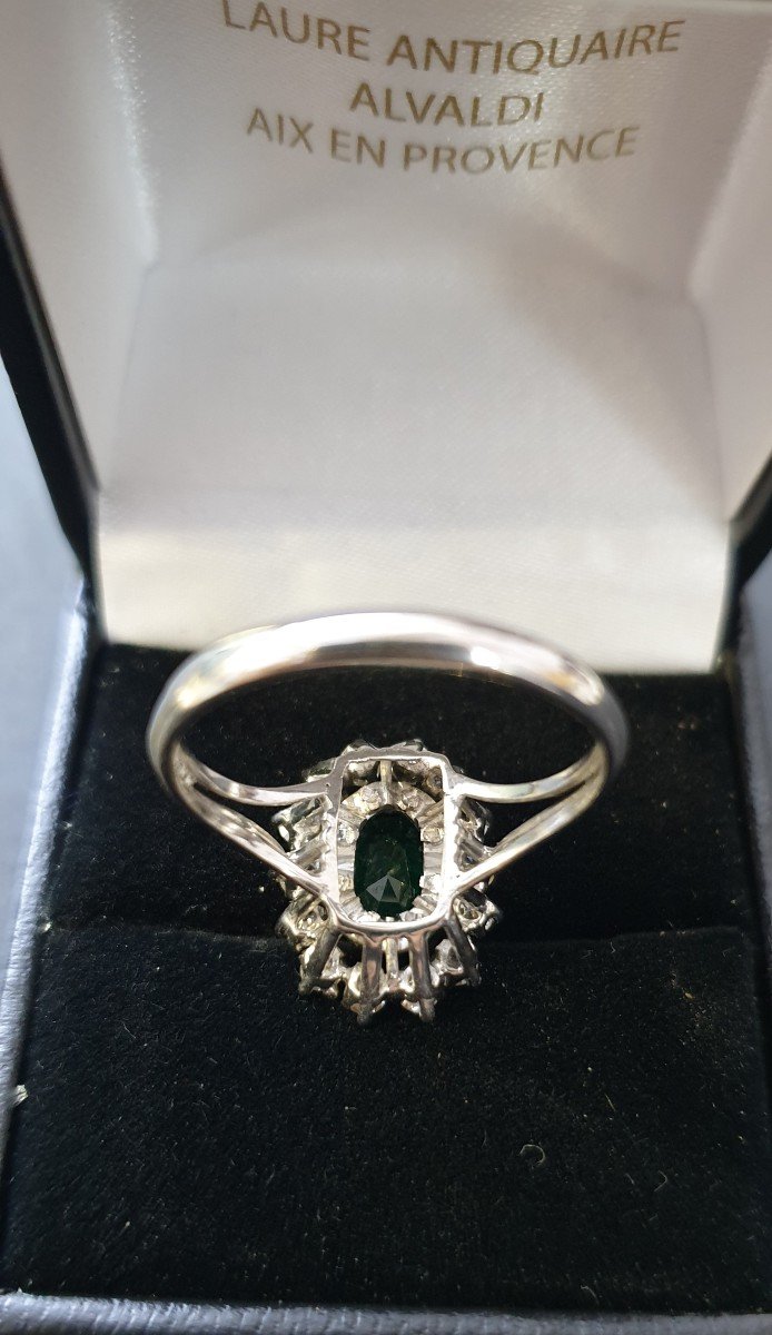 60s Entourage Ring Emerald Diamonds-photo-2