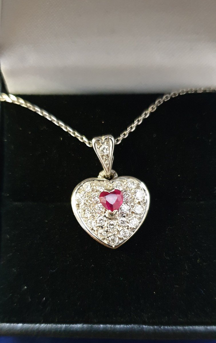 80s Ruby Diamond Heart Pendant-photo-4