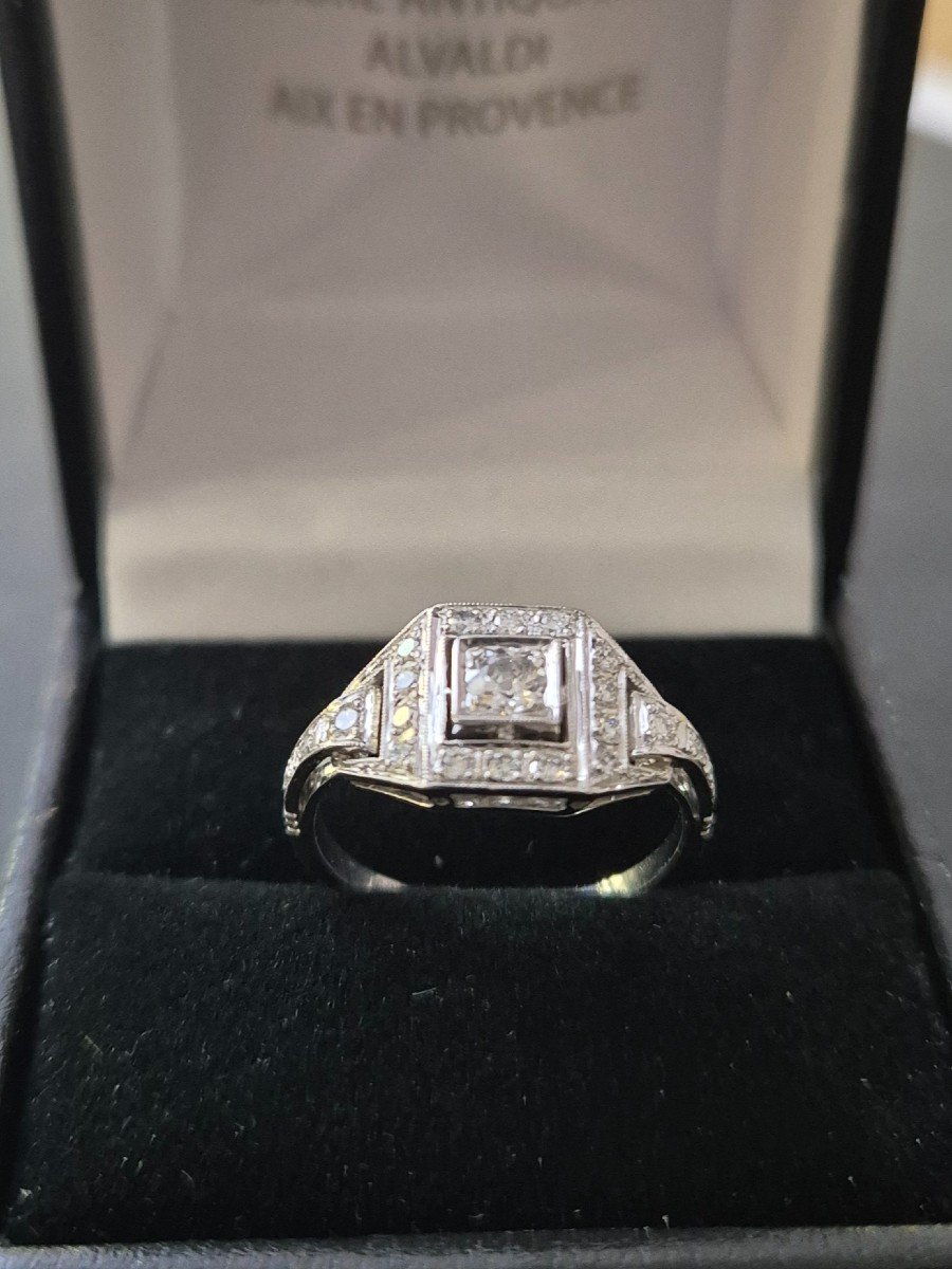 Bague Art Déco Or Blanc Diamants-photo-2