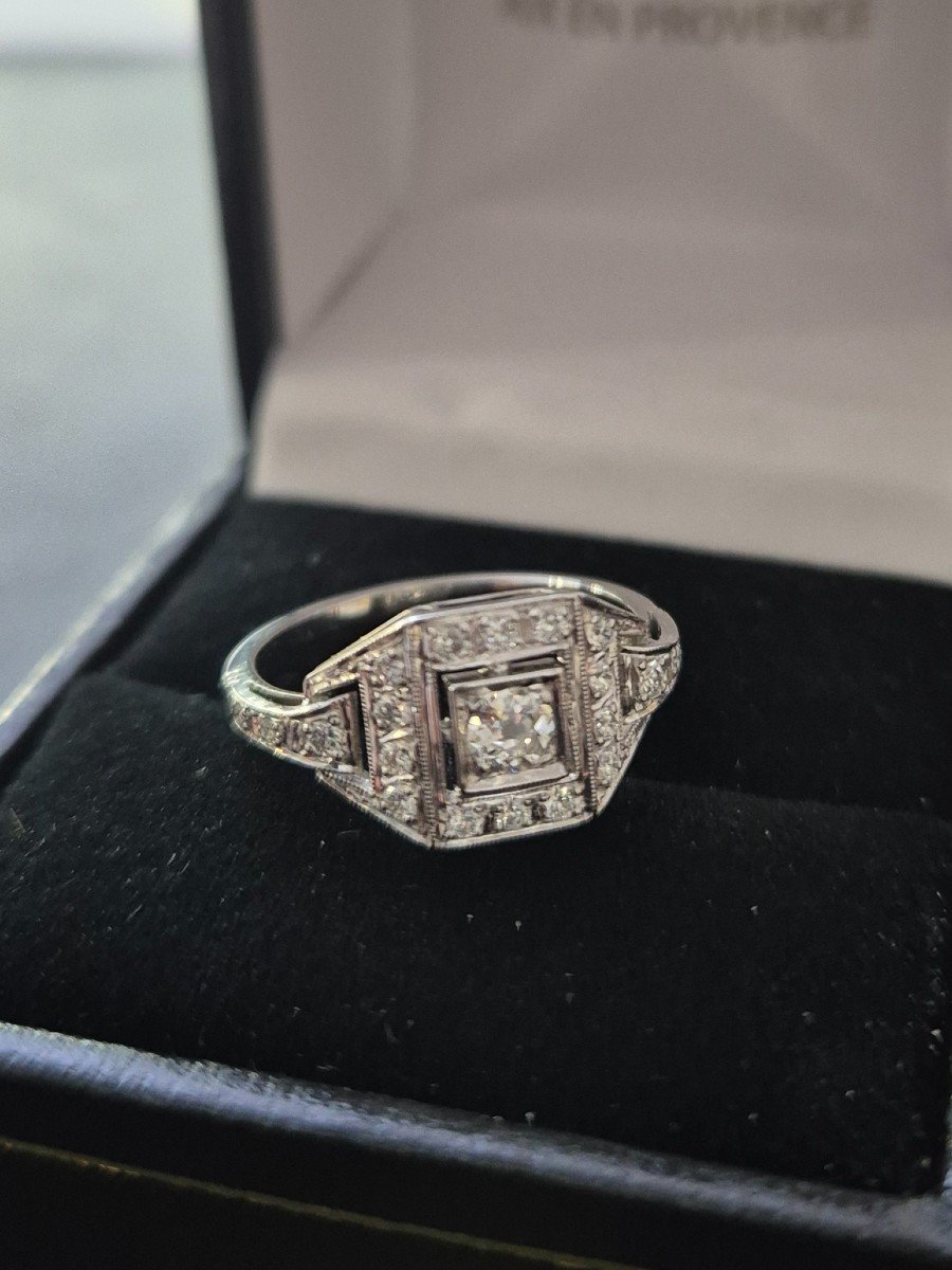 Bague Art Déco Or Blanc Diamants-photo-3