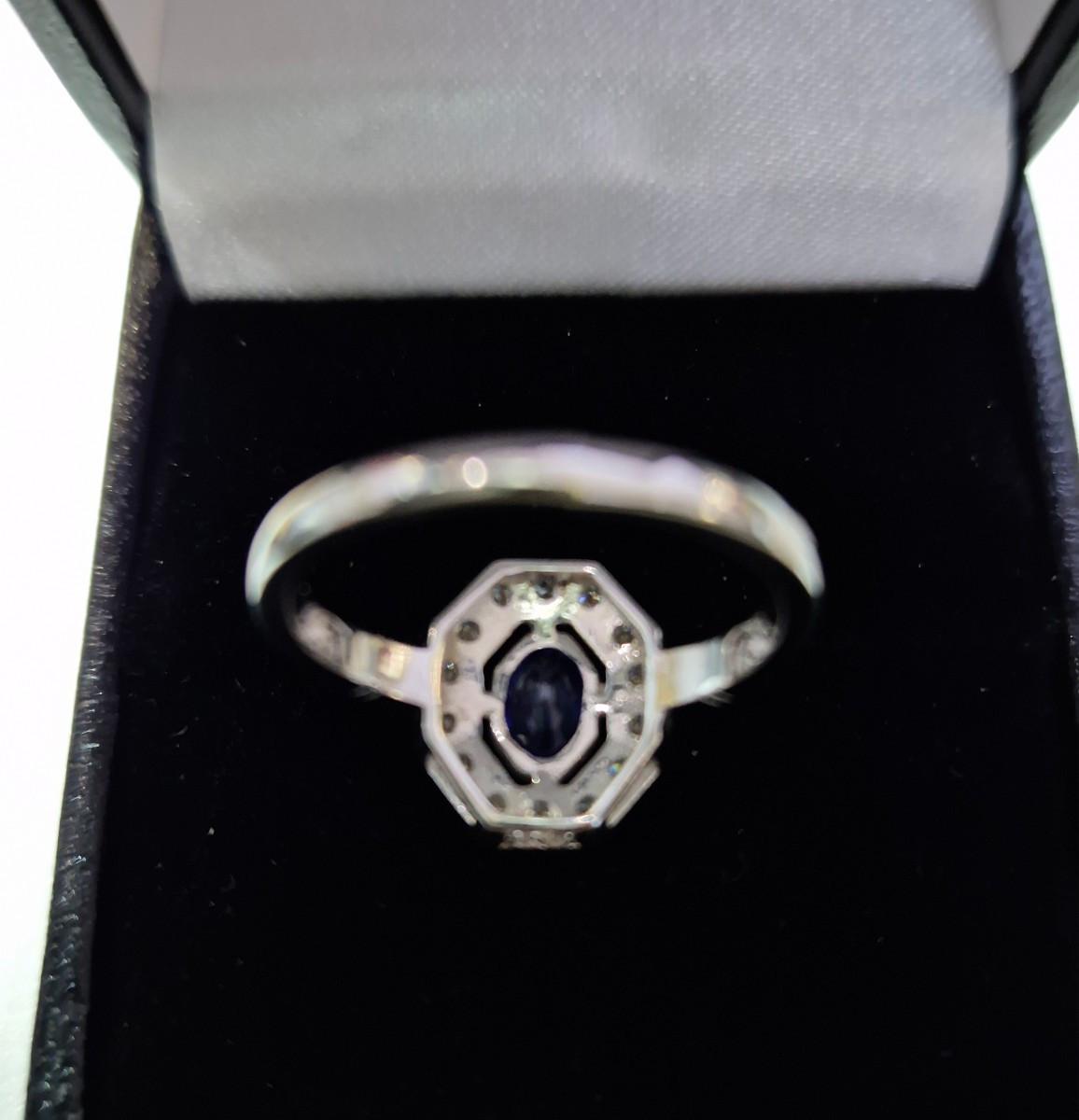 Bague Style Art Déco Or Blanc saphir diamants-photo-4