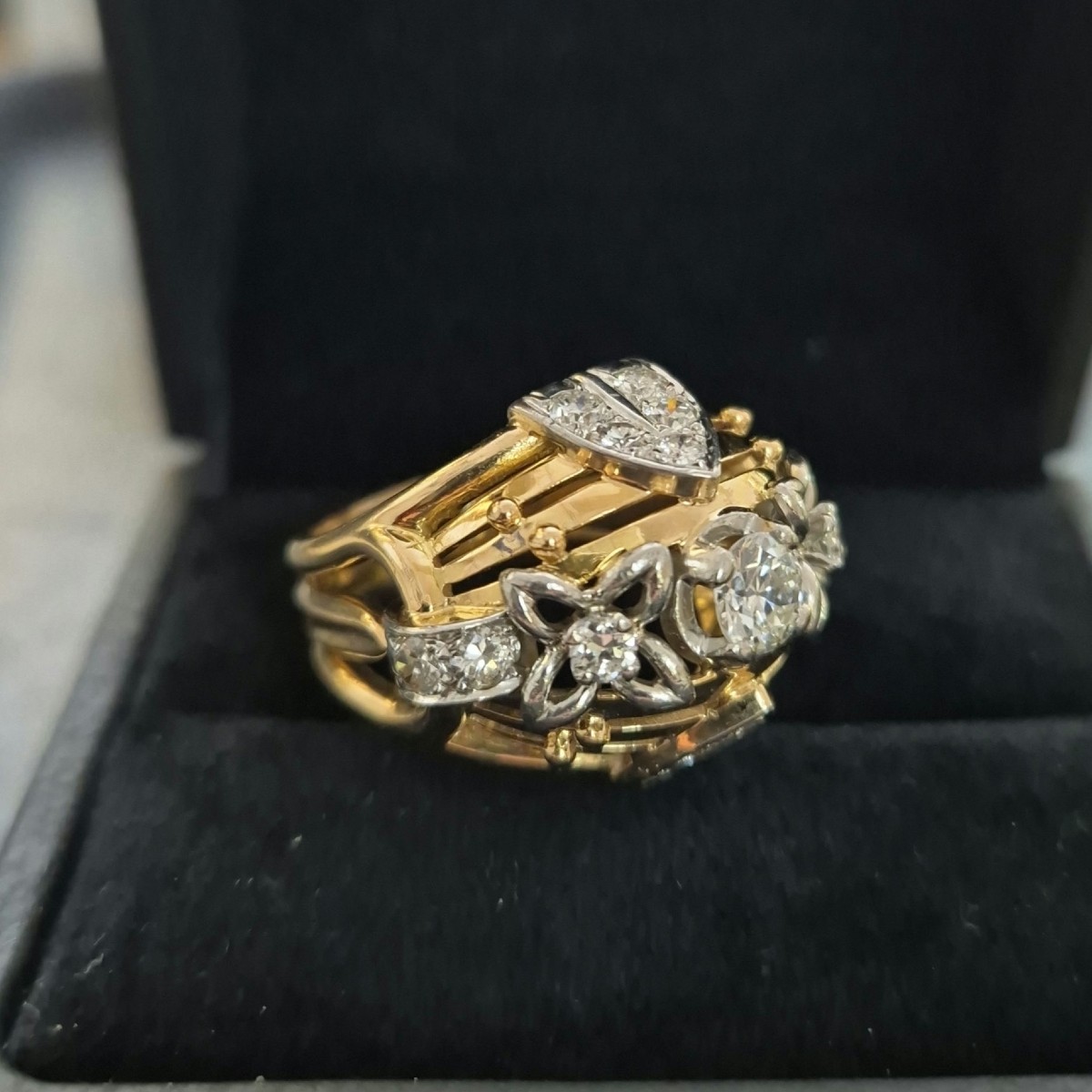 1950s Yellow Gold And Diamond Ring-photo-2