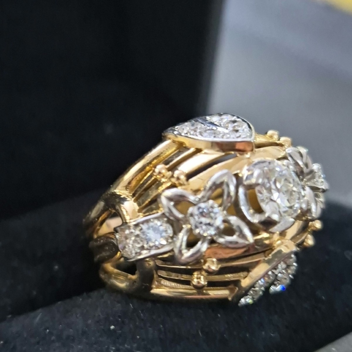 1950s Yellow Gold And Diamond Ring-photo-3