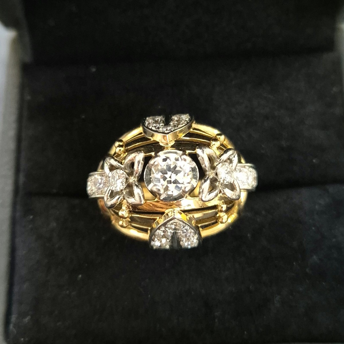 1950s Yellow Gold And Diamond Ring-photo-1