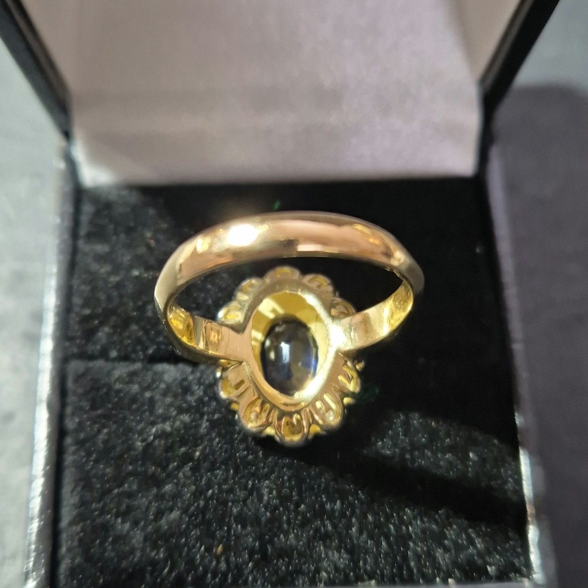 Bague Entourage Saphir Diamants Années 80-photo-2