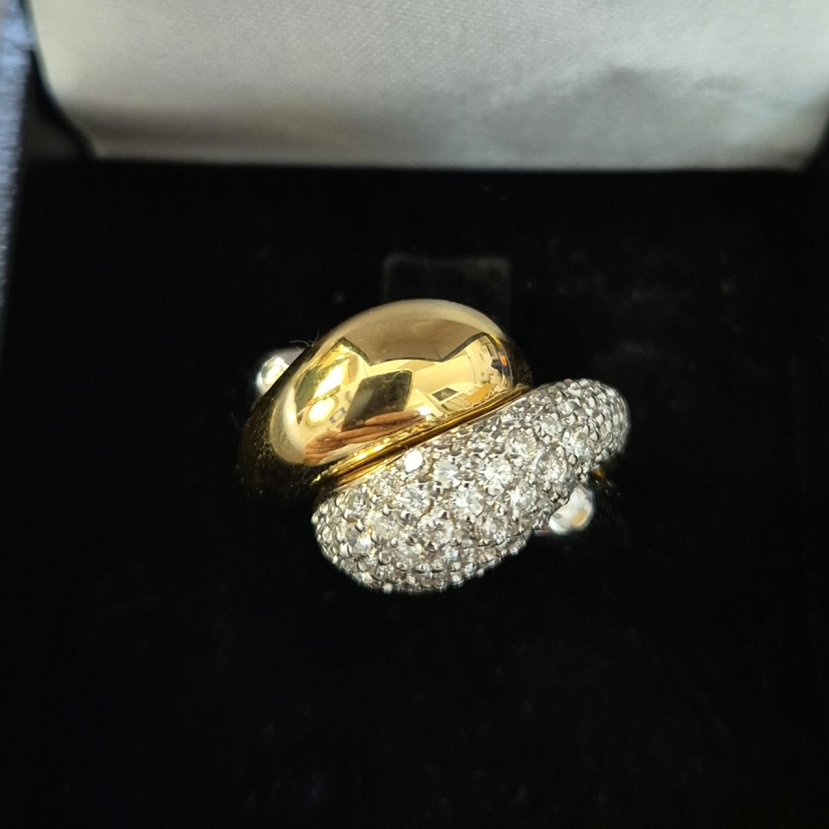 80s Crossover Ring With Diamond Paving-photo-2