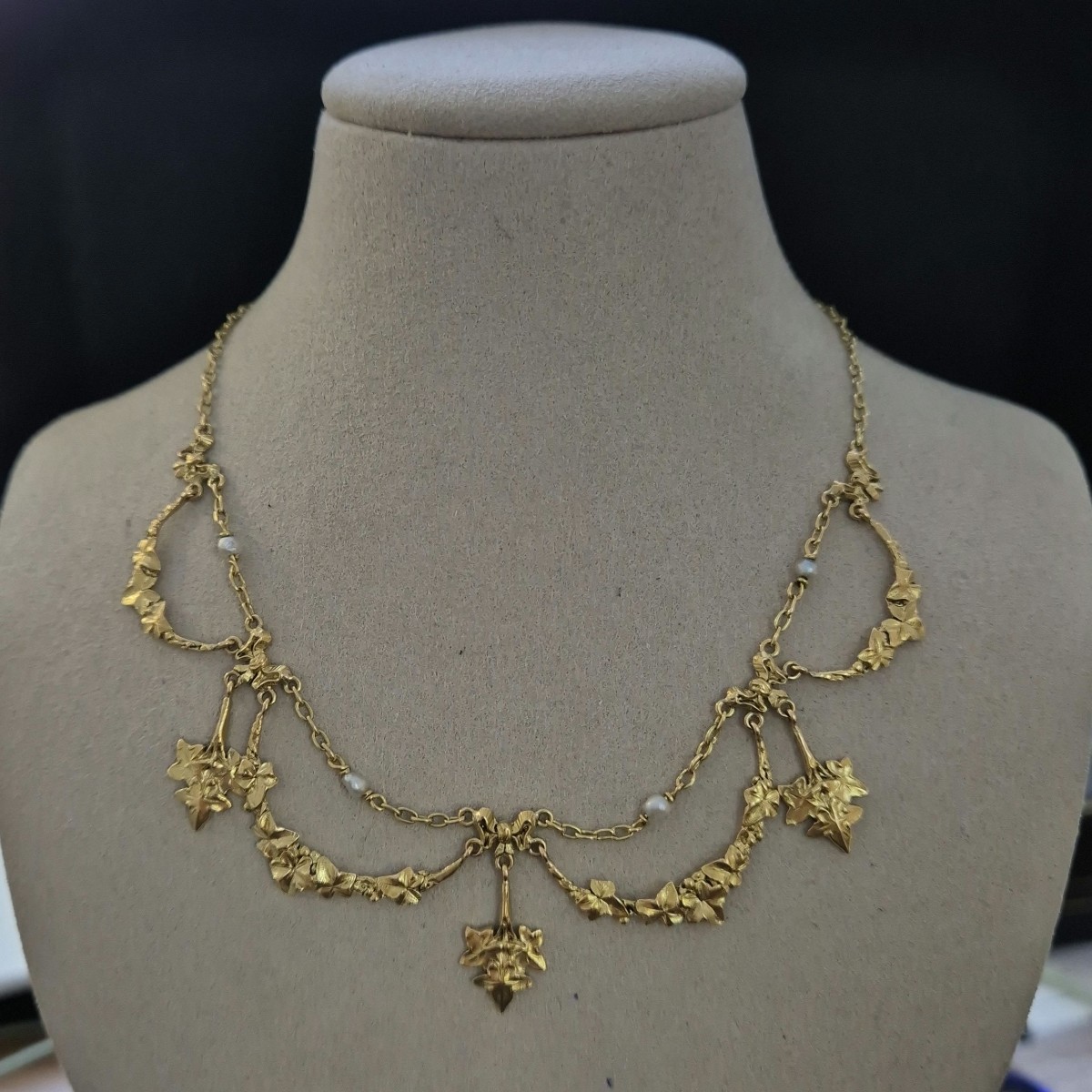 Collier or jaune belle époque-photo-4