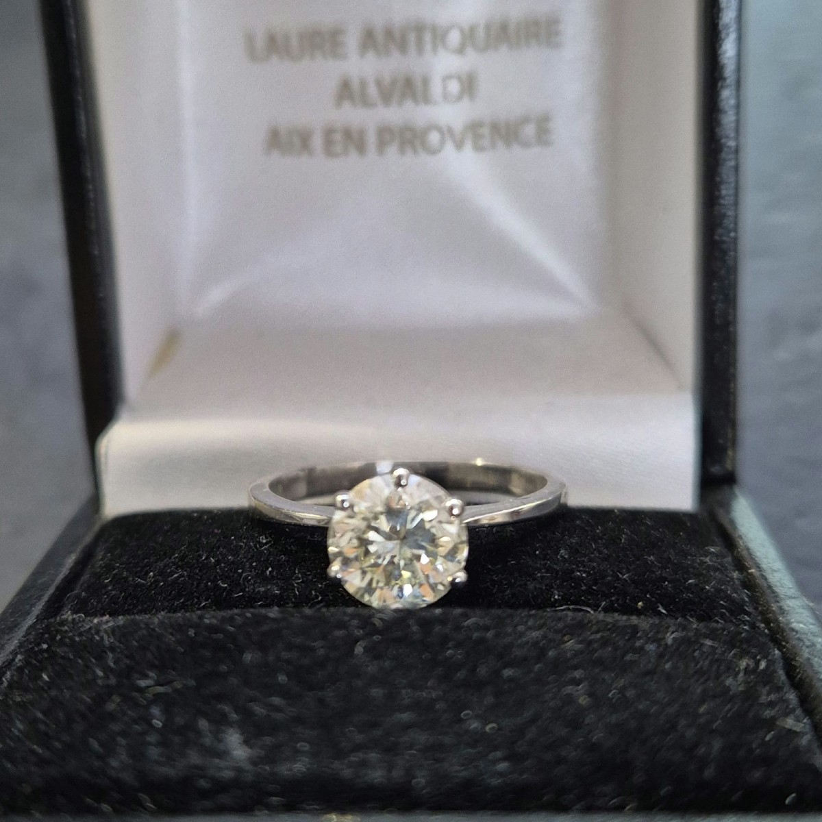Bague solitaire diamant taille ancienne 1,60 carats-photo-3