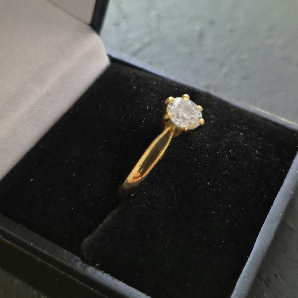 Yellow Gold Solitaire Ring With 0.50 Ct Diamond-photo-3