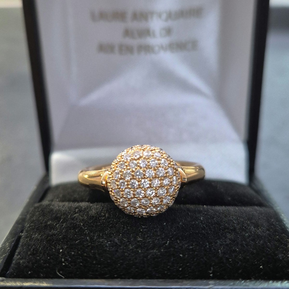 Rose Gold Ring With Diamond Paving