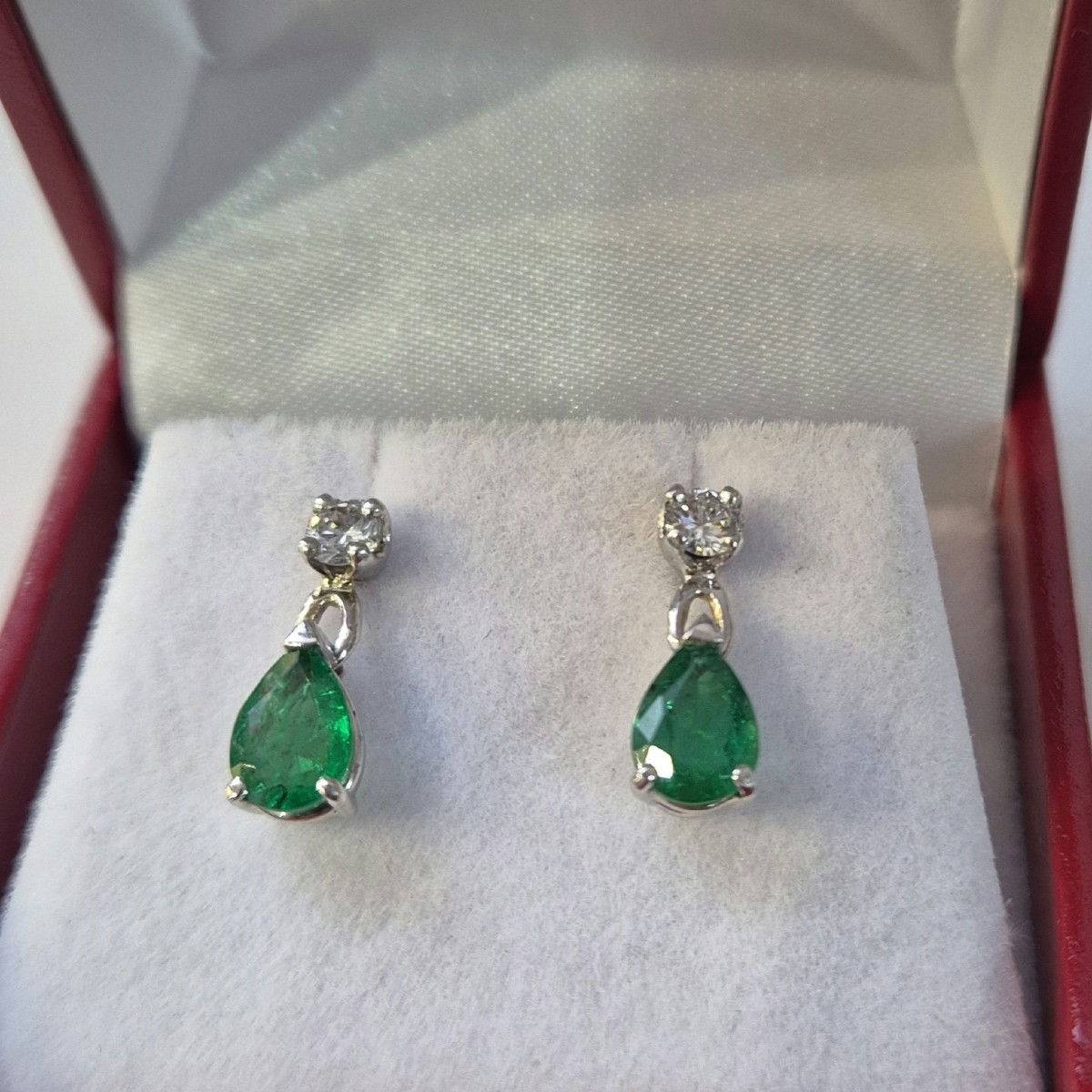 Pair Of Emerald And Diamond Earrings