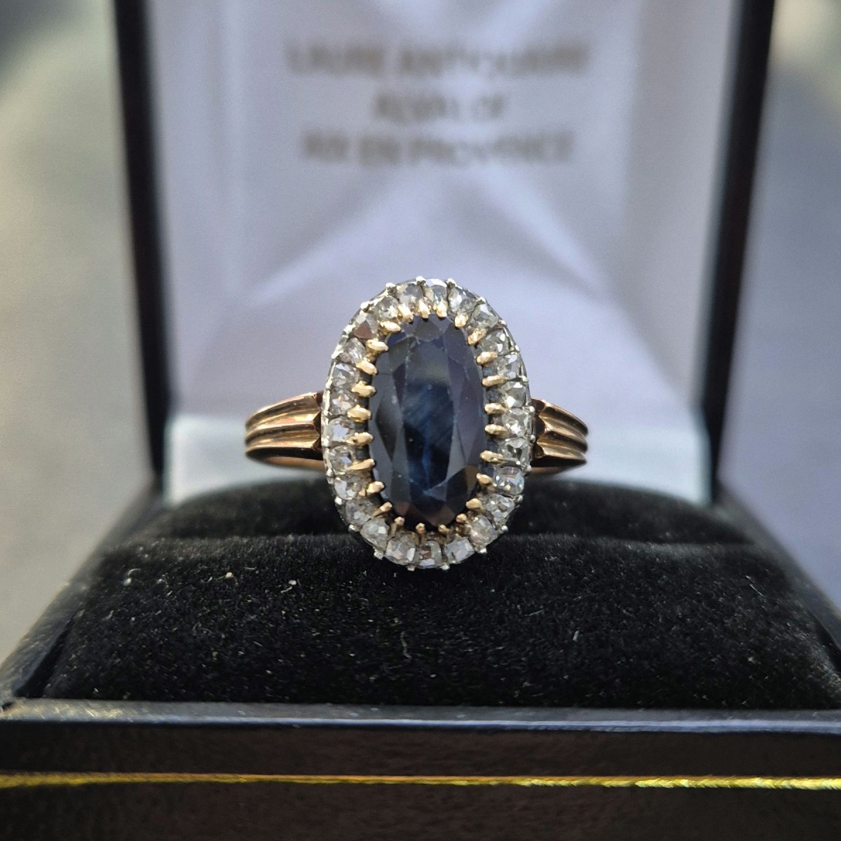 Bague début 20 ème Napoléon 3 saphir diamants roses-photo-4