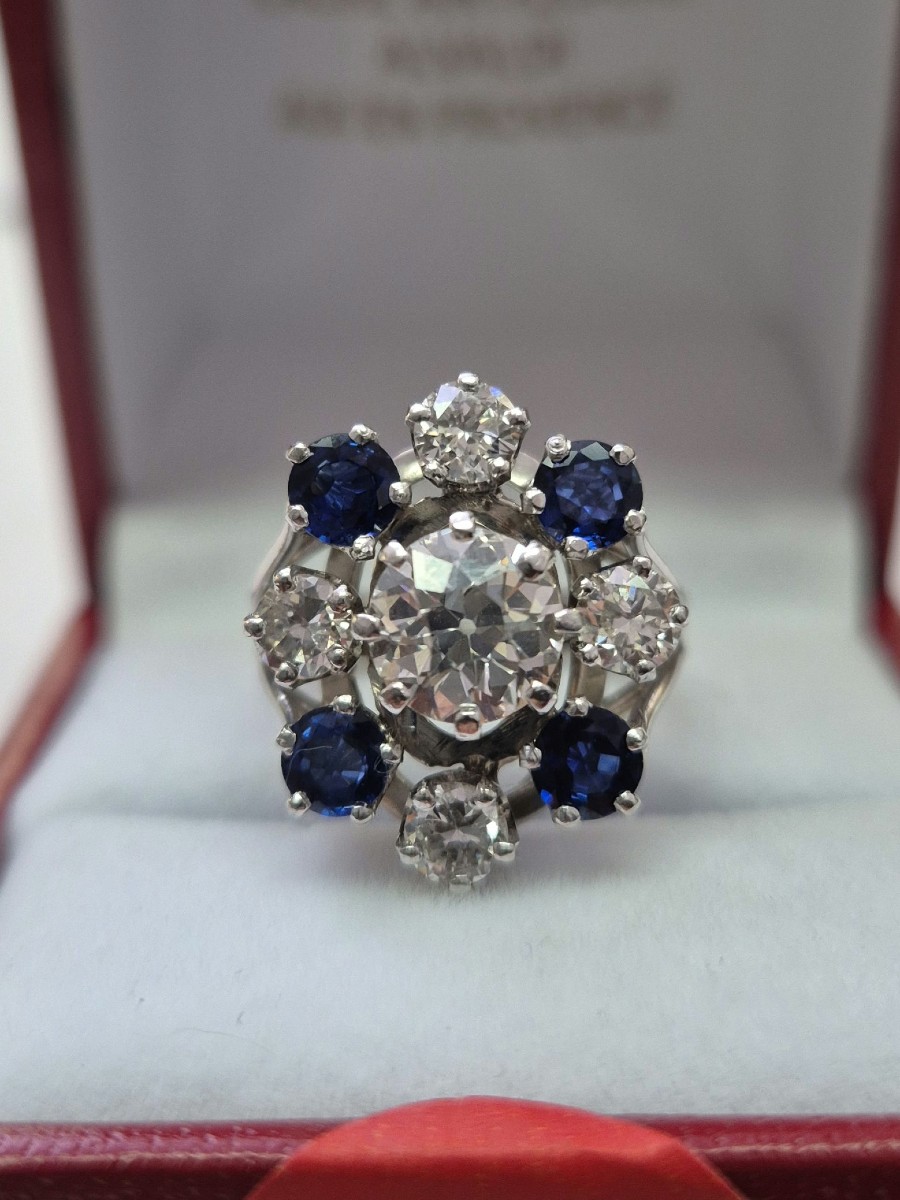 Diamond And Sapphire Halo Ring-photo-3