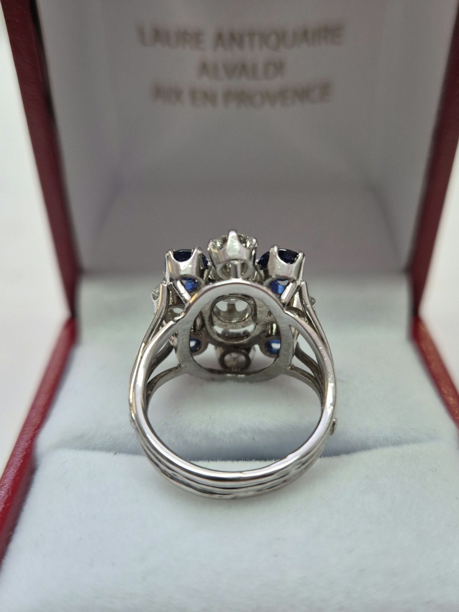 Diamond And Sapphire Halo Ring-photo-1