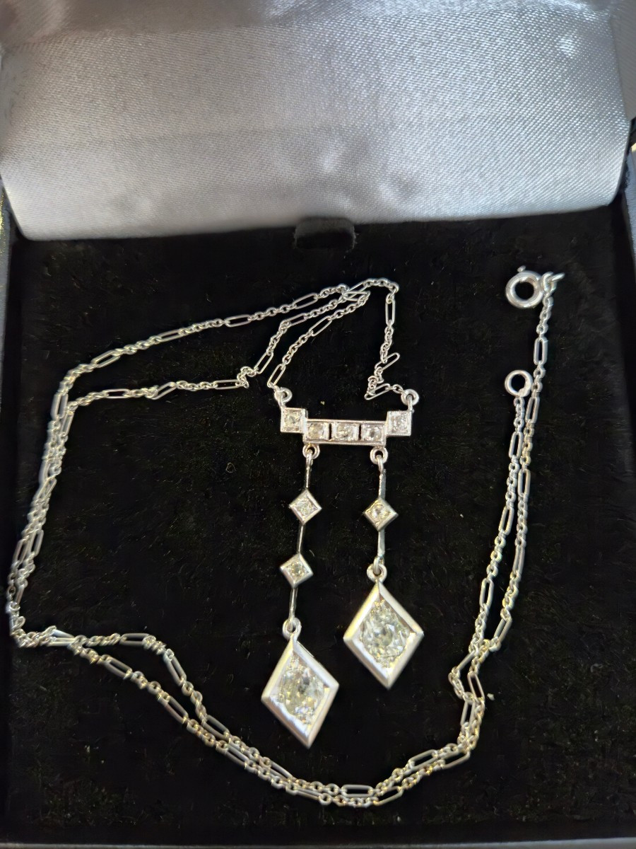 Collier art déco or et platine diamants-photo-2