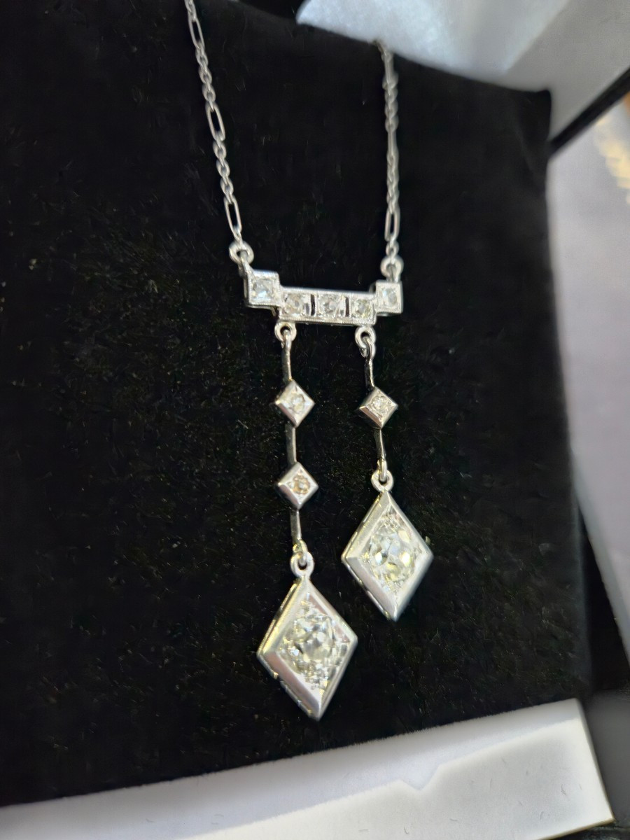 Collier art déco or et platine diamants-photo-4
