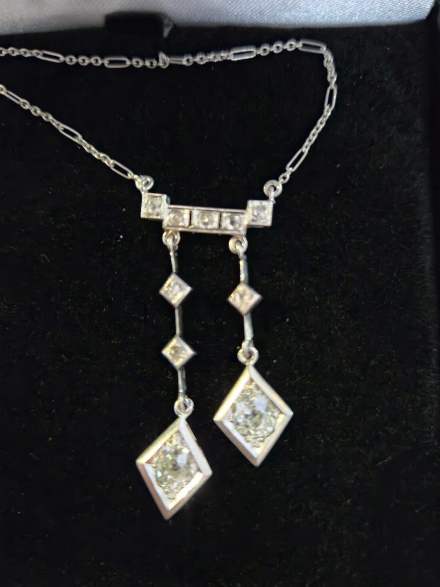 Collier art déco or et platine diamants