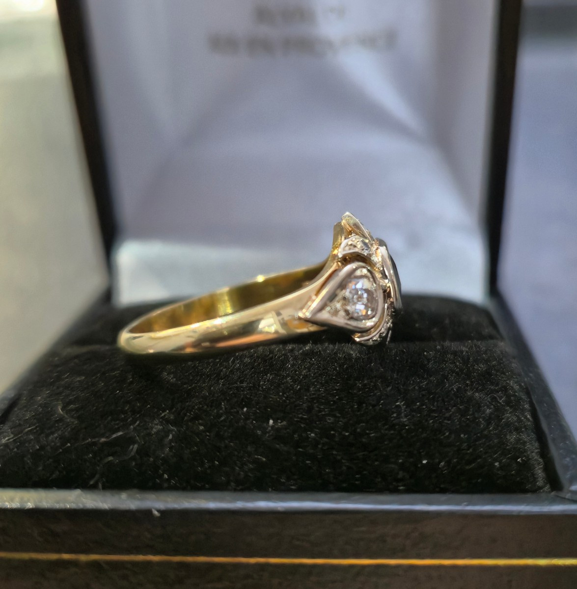 Bague or jaune saphir diamants-photo-2