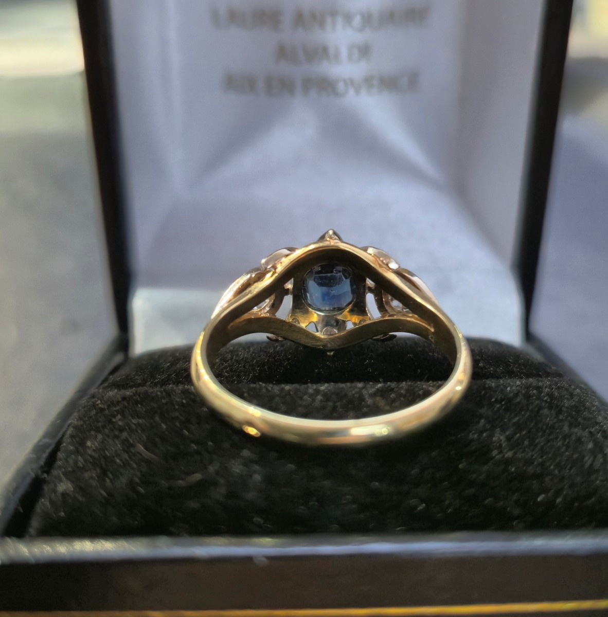Bague or jaune saphir diamants-photo-3