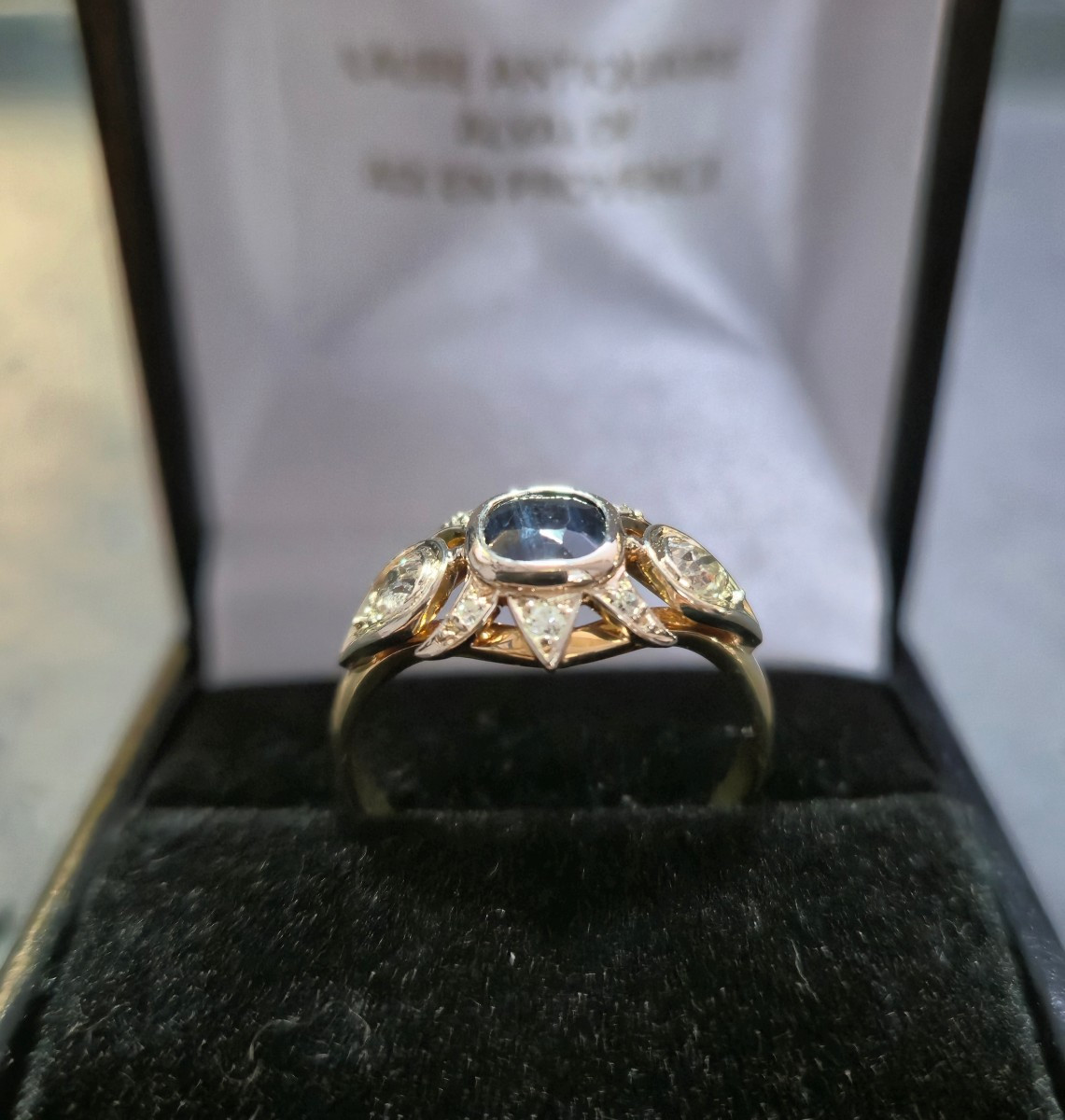 Bague or jaune saphir diamants-photo-4