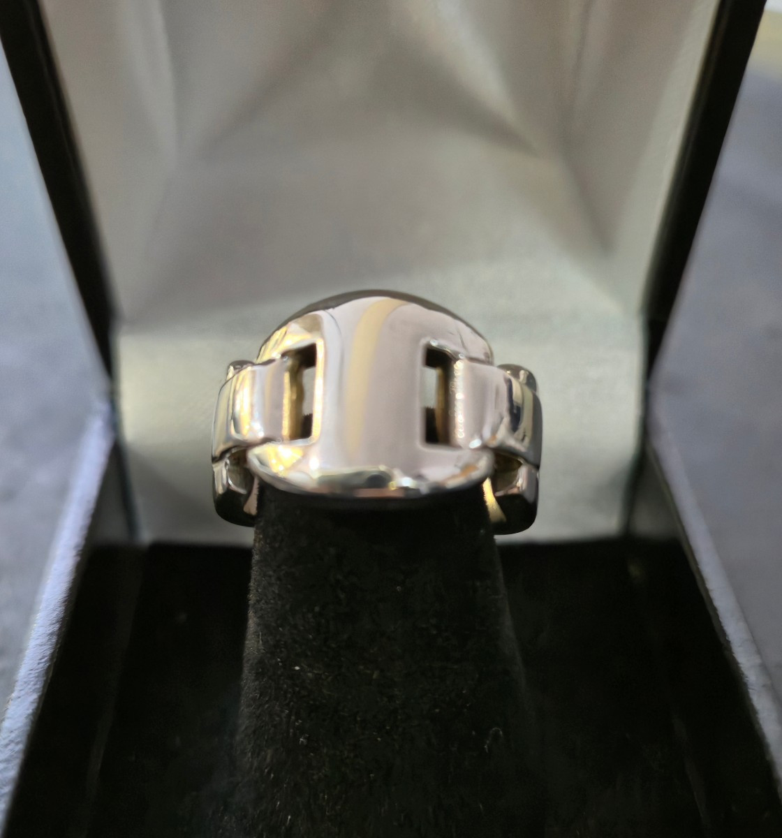 Bague Hermès vintage chaîne d'ancre en argent 925