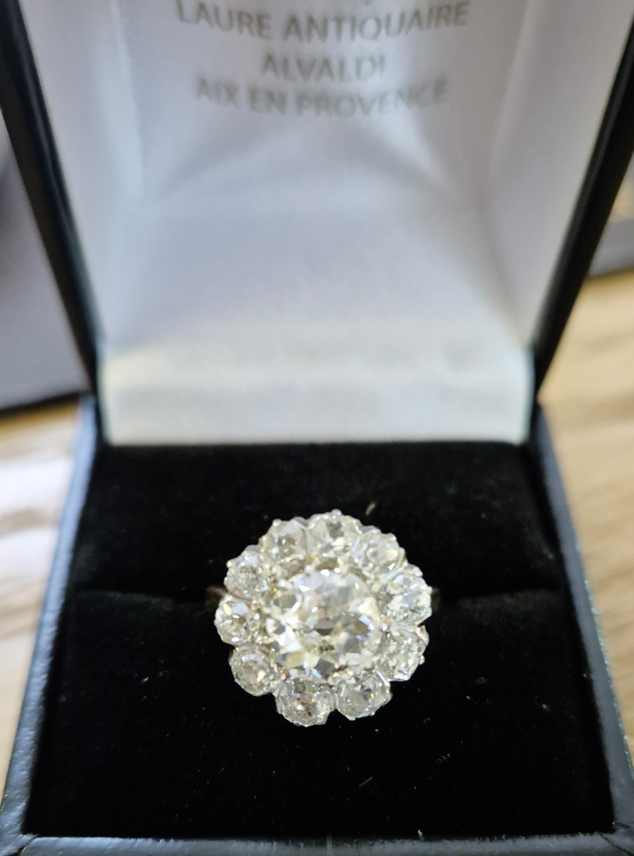 Antique-cut Diamond Daisy Ring-photo-2