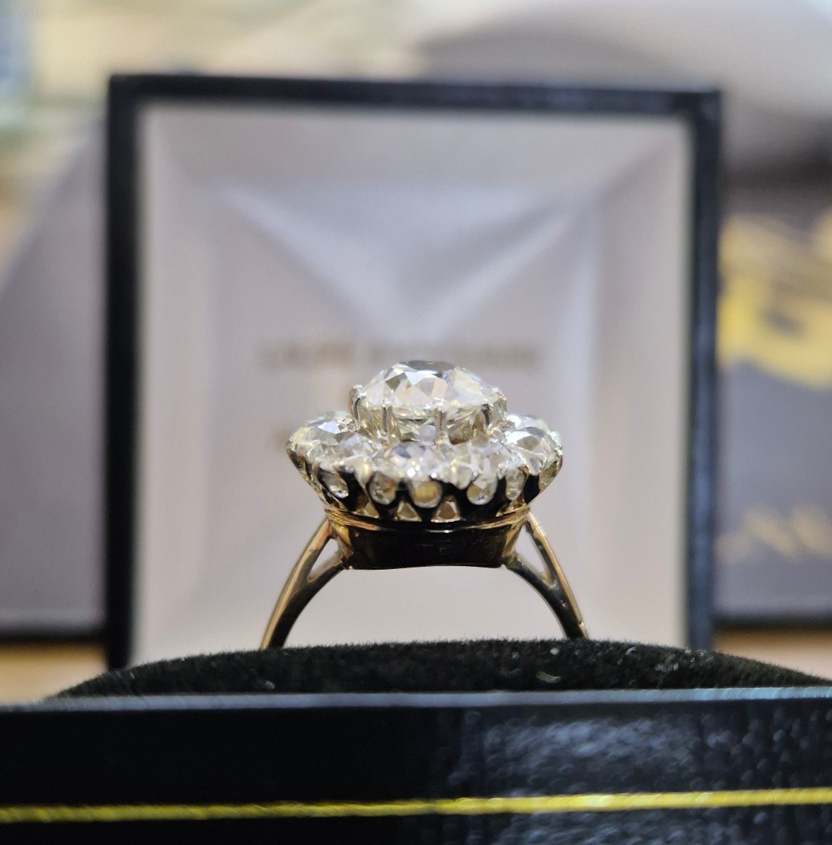 Antique-cut Diamond Daisy Ring-photo-3