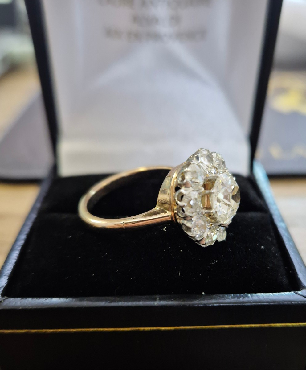 Antique-cut Diamond Daisy Ring-photo-4
