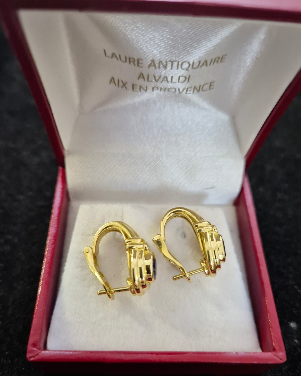 Boucles d'oreilles vintage or jaune saphirdiamants-photo-1