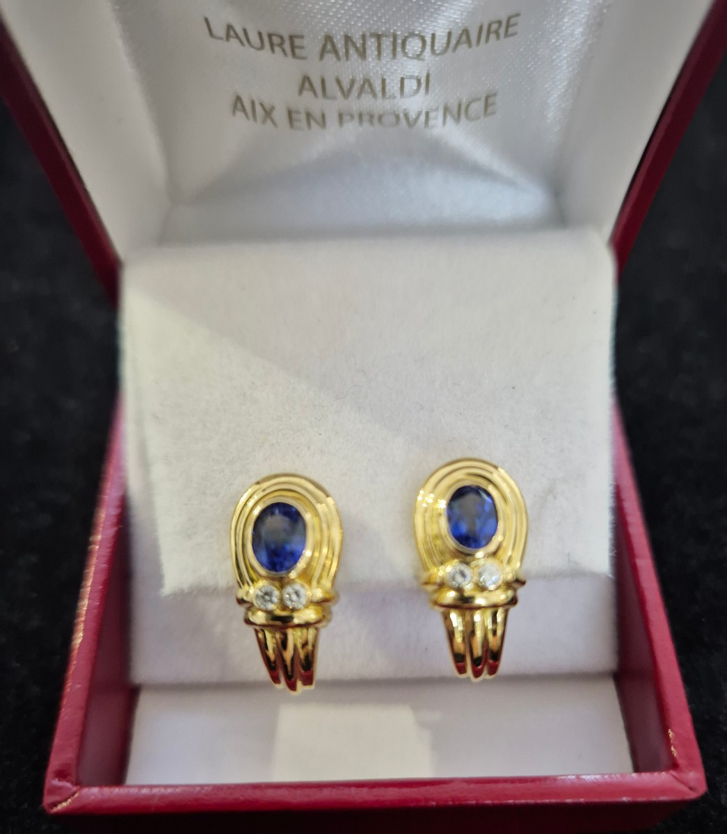 Bague saphir diamants années 90-photo-2