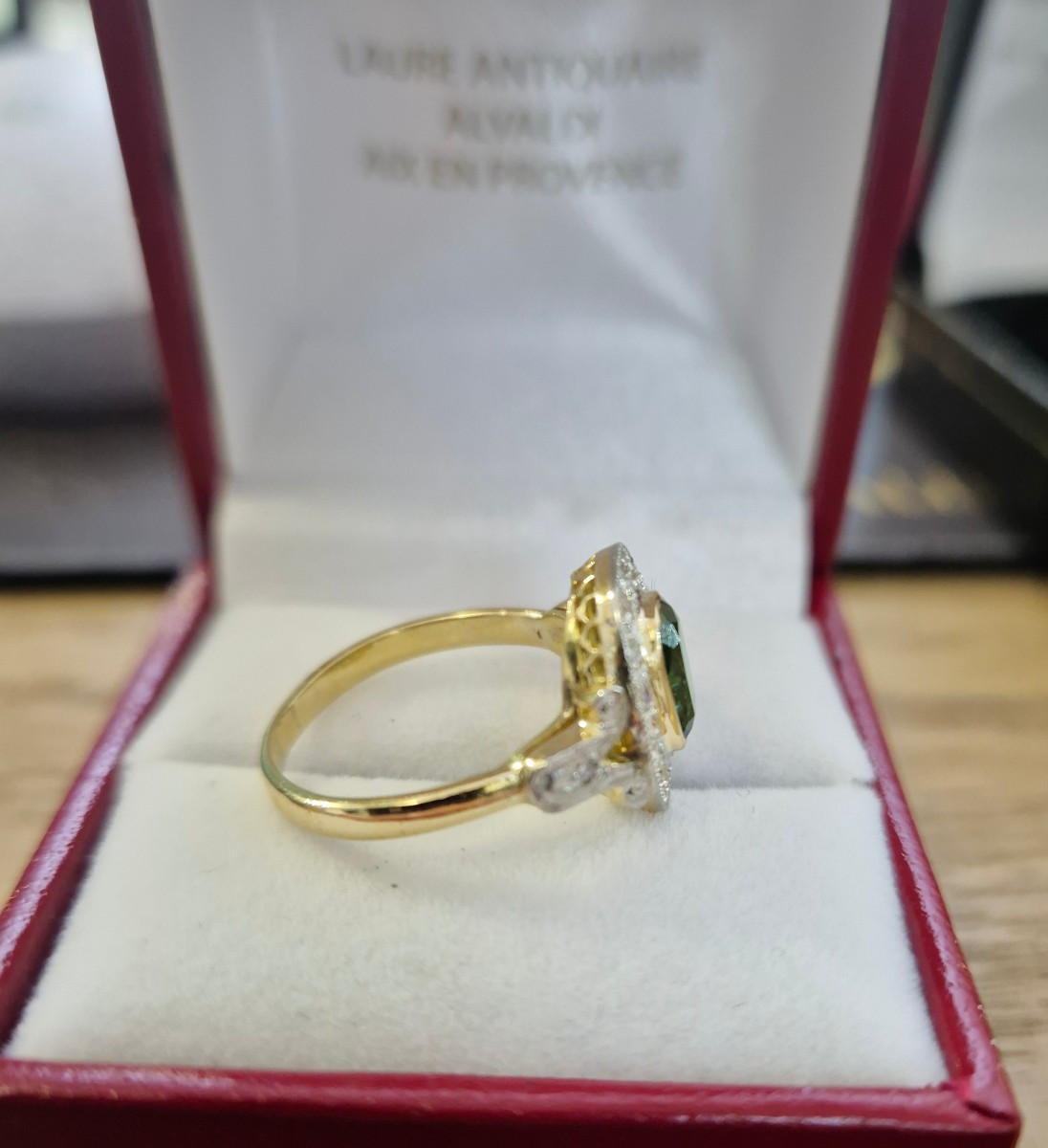 Art Deco Ring Set With Tourmaline Diamonds-photo-3