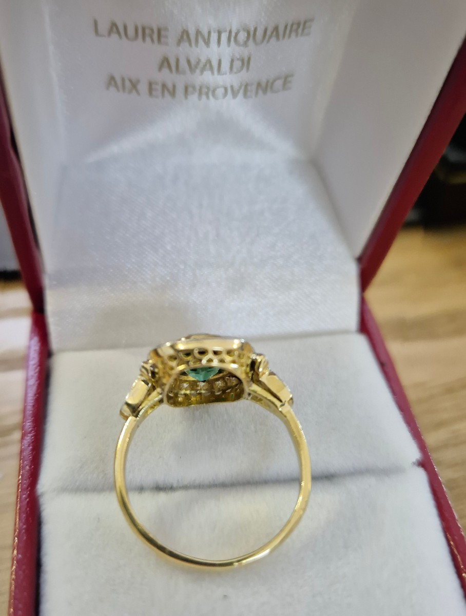 Art Deco Ring Set With Tourmaline Diamonds-photo-4