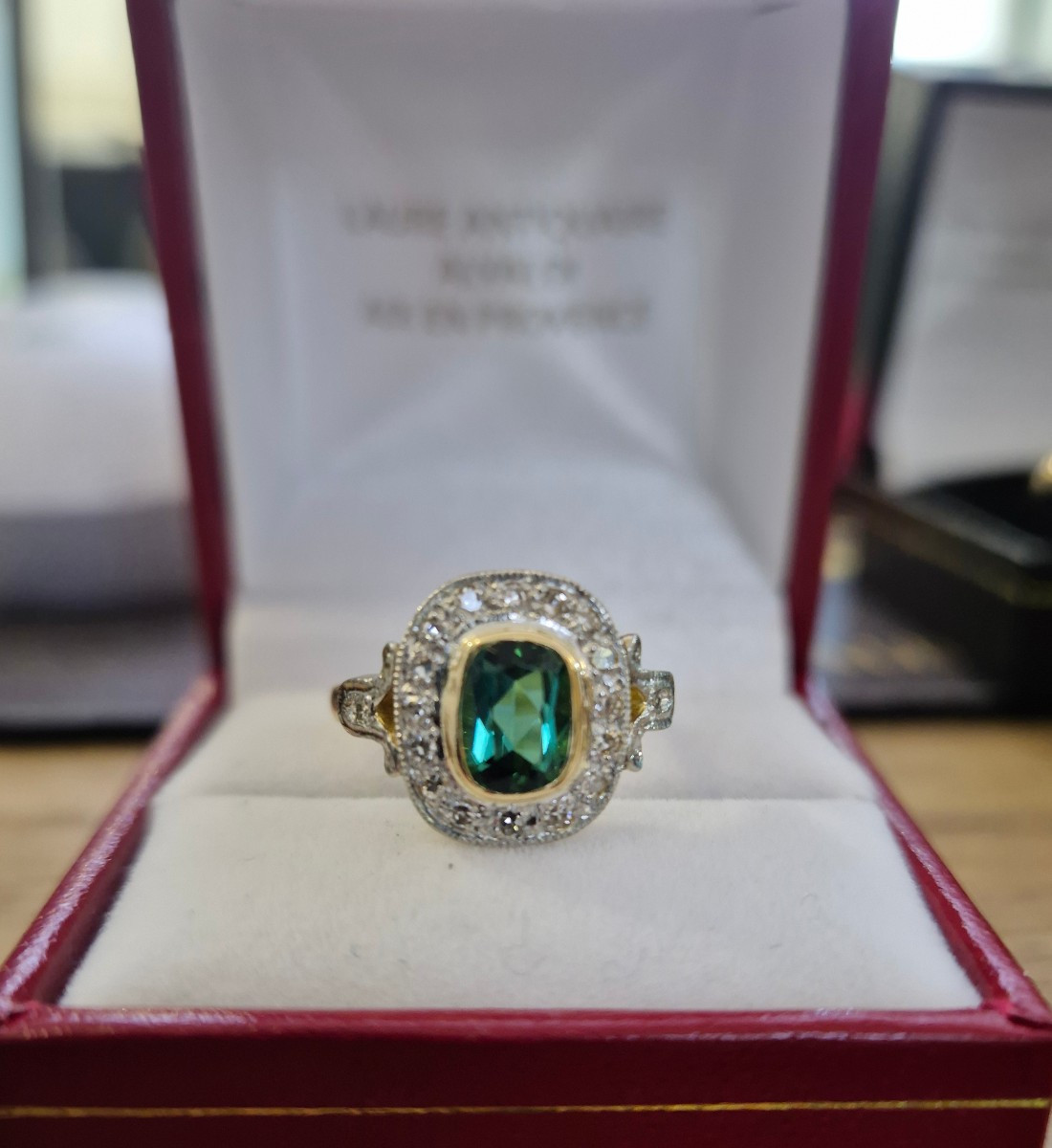 Art Deco Ring Set With Tourmaline Diamonds-photo-2