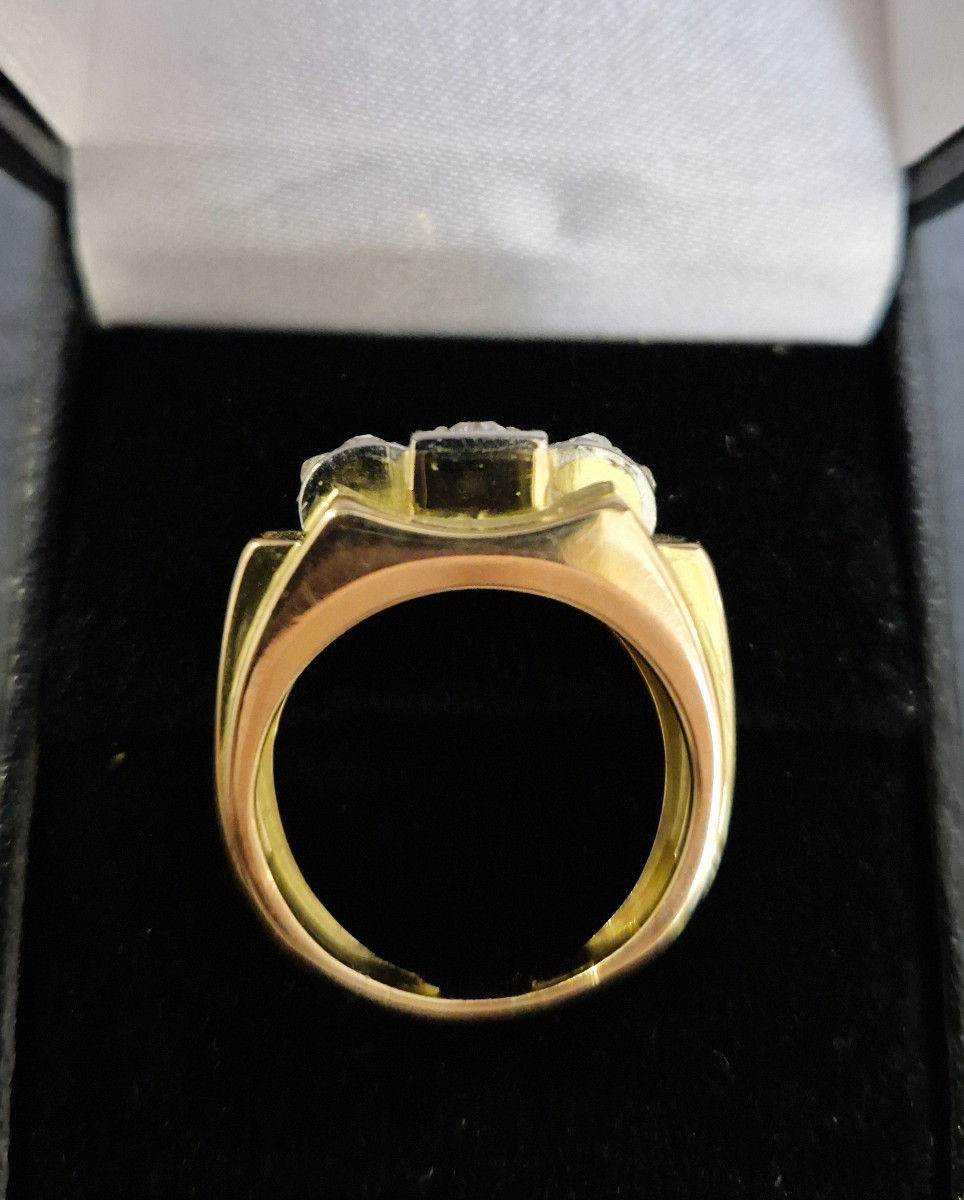 Yellow Gold Diamond Tank Ring From The '40s-photo-3