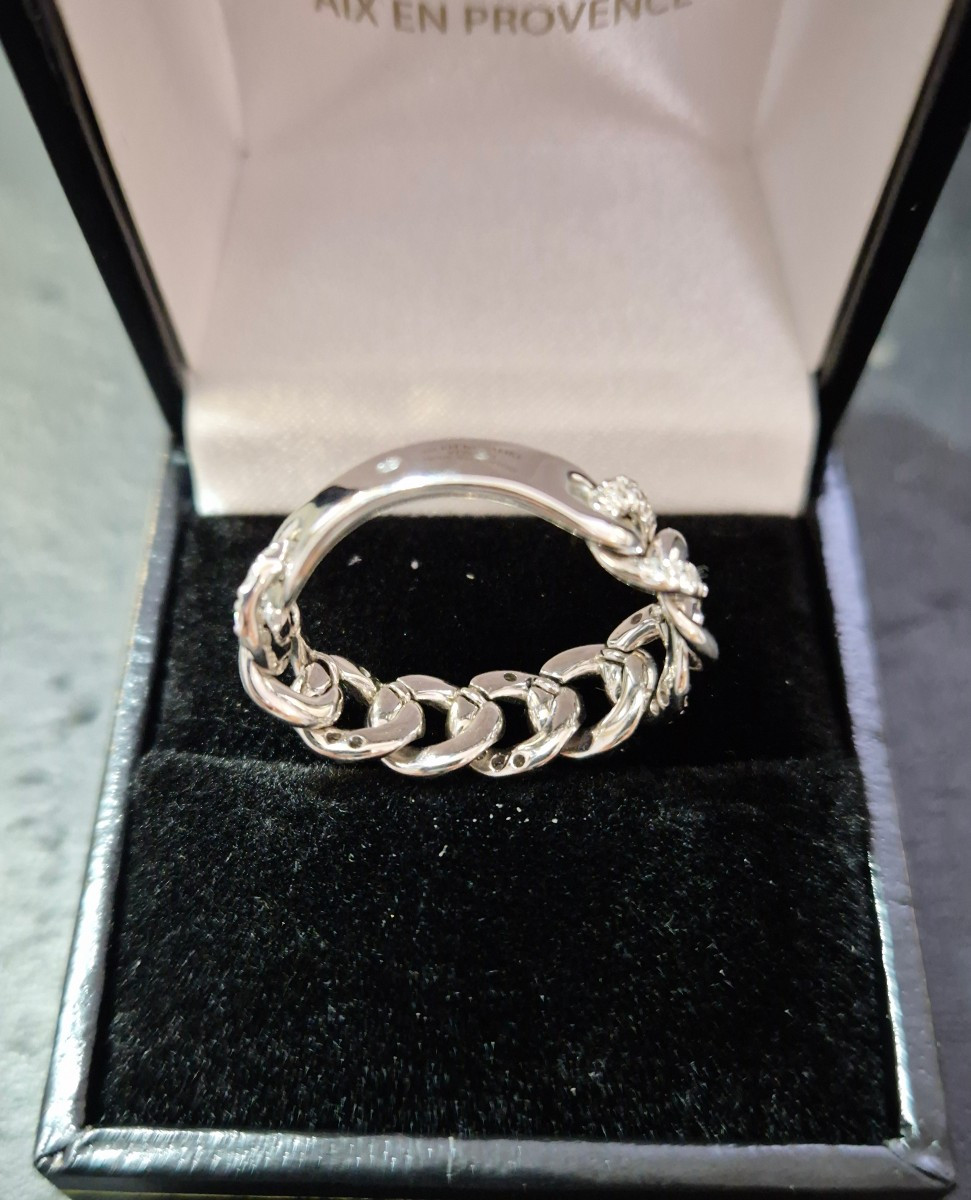 Bague vintage maille gourmette articulée diamants-photo-4