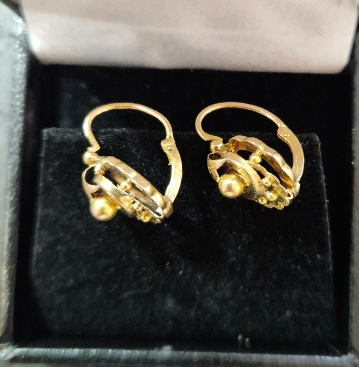 Paire de boucles d'oreilles or rose Napoléon III-photo-4