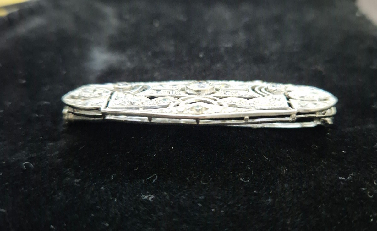 Art Deco Gold And Platinum Diamond Brooch-photo-3