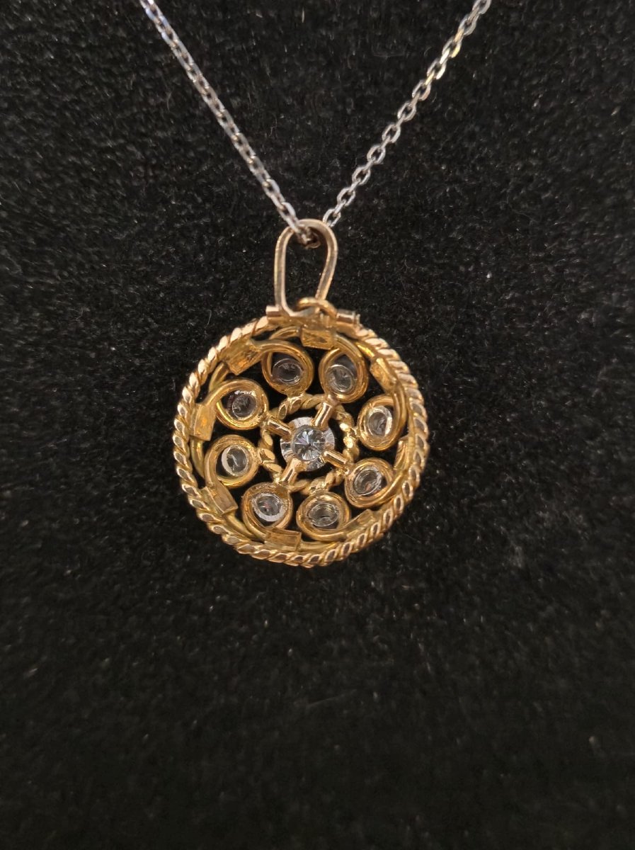 Pendentif dôme or jaune & diamants taille ancienne-photo-1