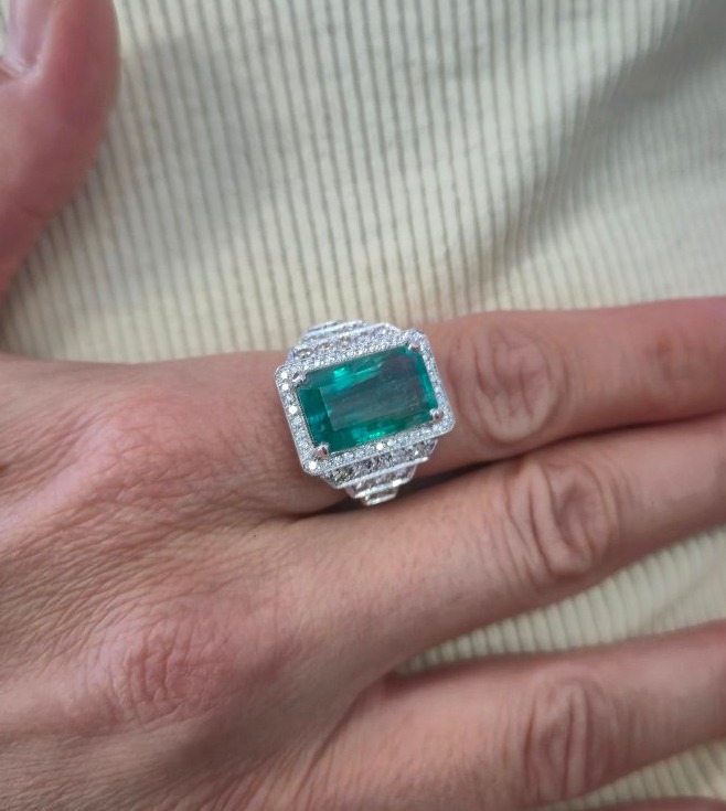 Art Deco Emerald And Diamond Ring-photo-2