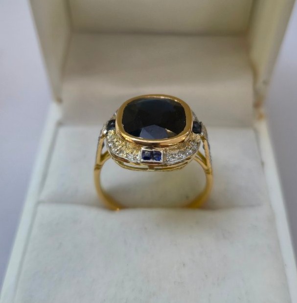 Bague art déco saphirs diamants-photo-3