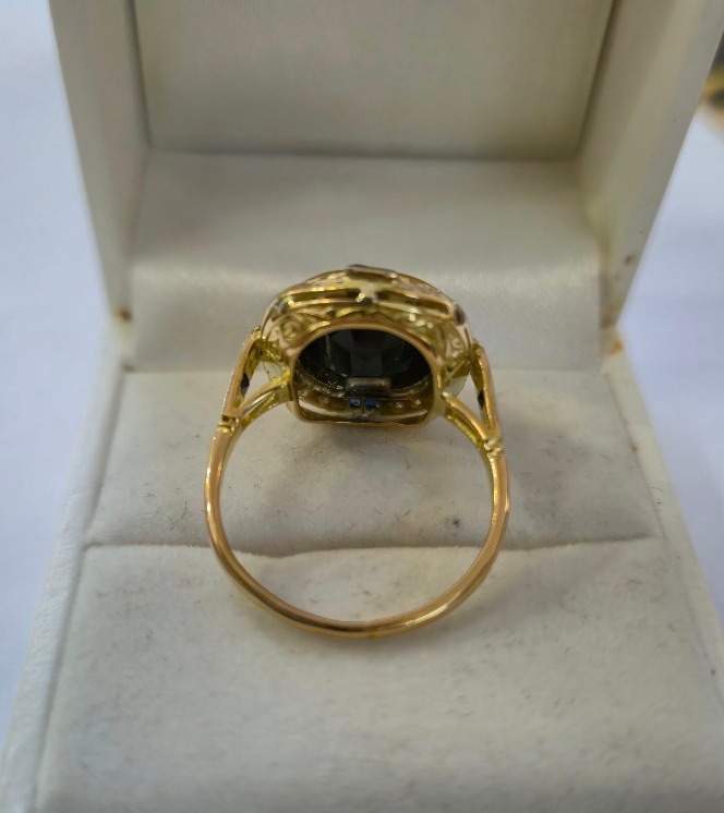 Bague art déco saphirs diamants-photo-4