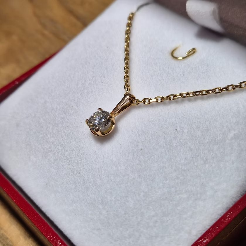 Pendentif vintage solitaire diamant -photo-3
