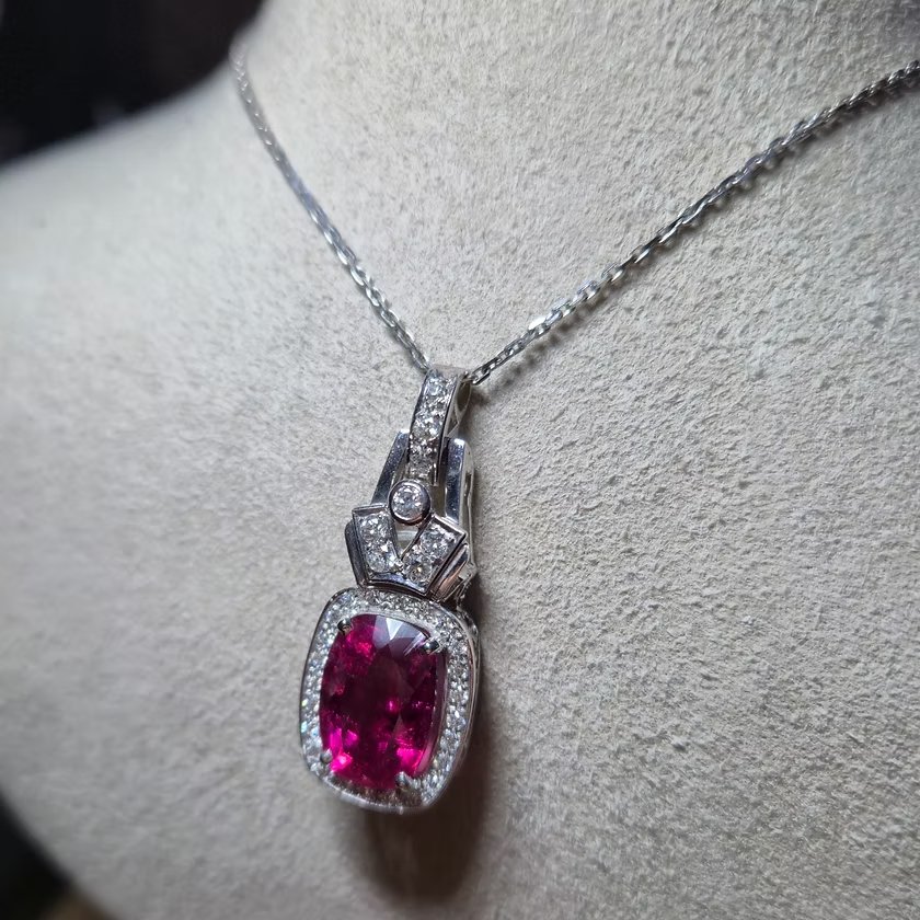 Pendentif art déco rubellite diamants-photo-2