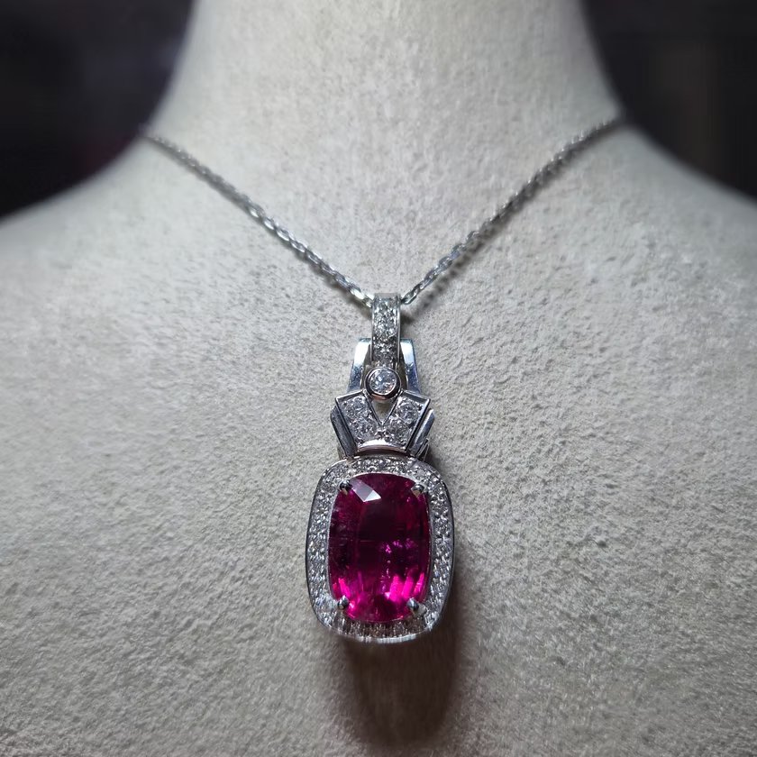 Pendentif art déco rubellite diamants-photo-4