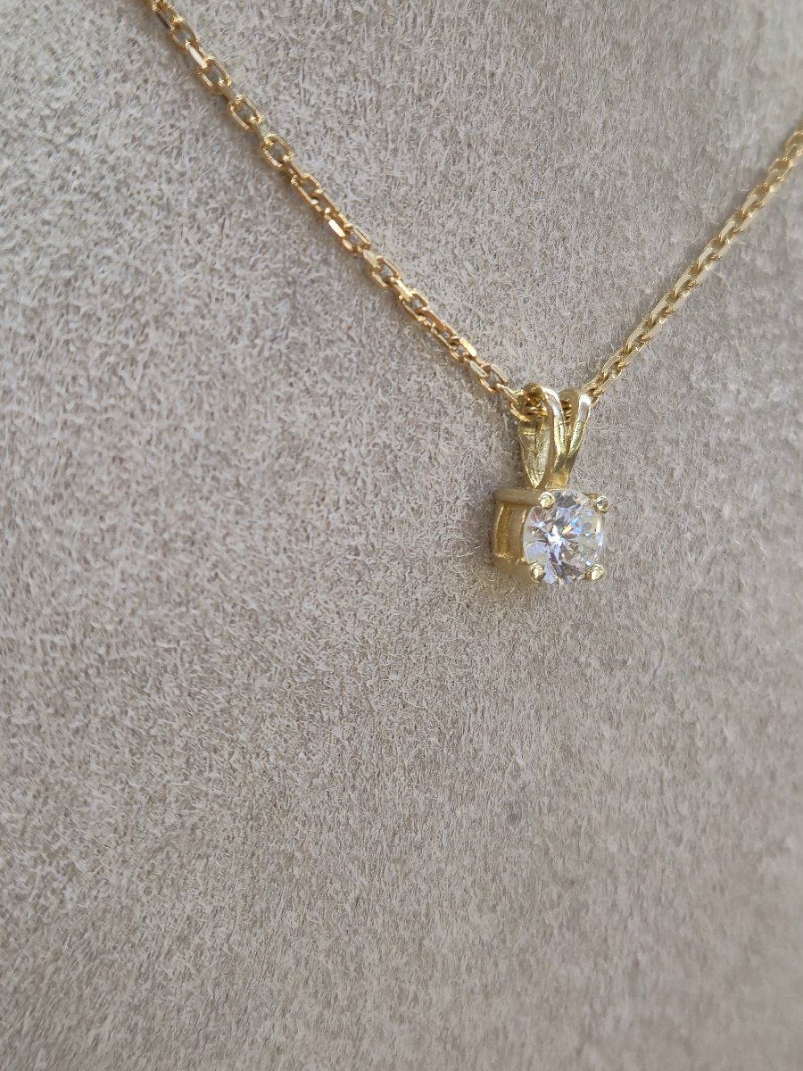 Vintage Solitaire Diamond Pendant, 0.25 Ct-photo-3
