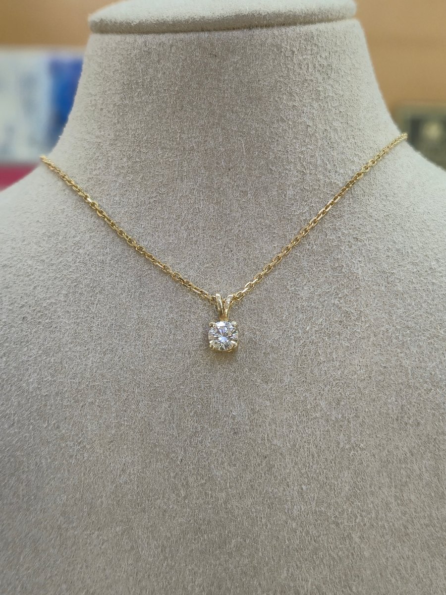Vintage Solitaire Diamond Pendant, 0.25 Ct-photo-4